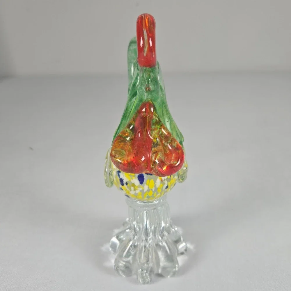 Vintage Murano Style Chicken Rooster Glass Bird Figure Confetti Glass Farmhouse